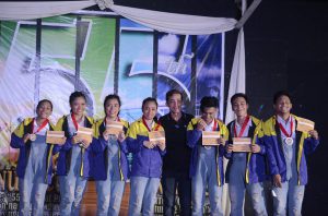 The Senior High School hiphop dancers smiles on a photo as they receive their award. Photo from WITDio
